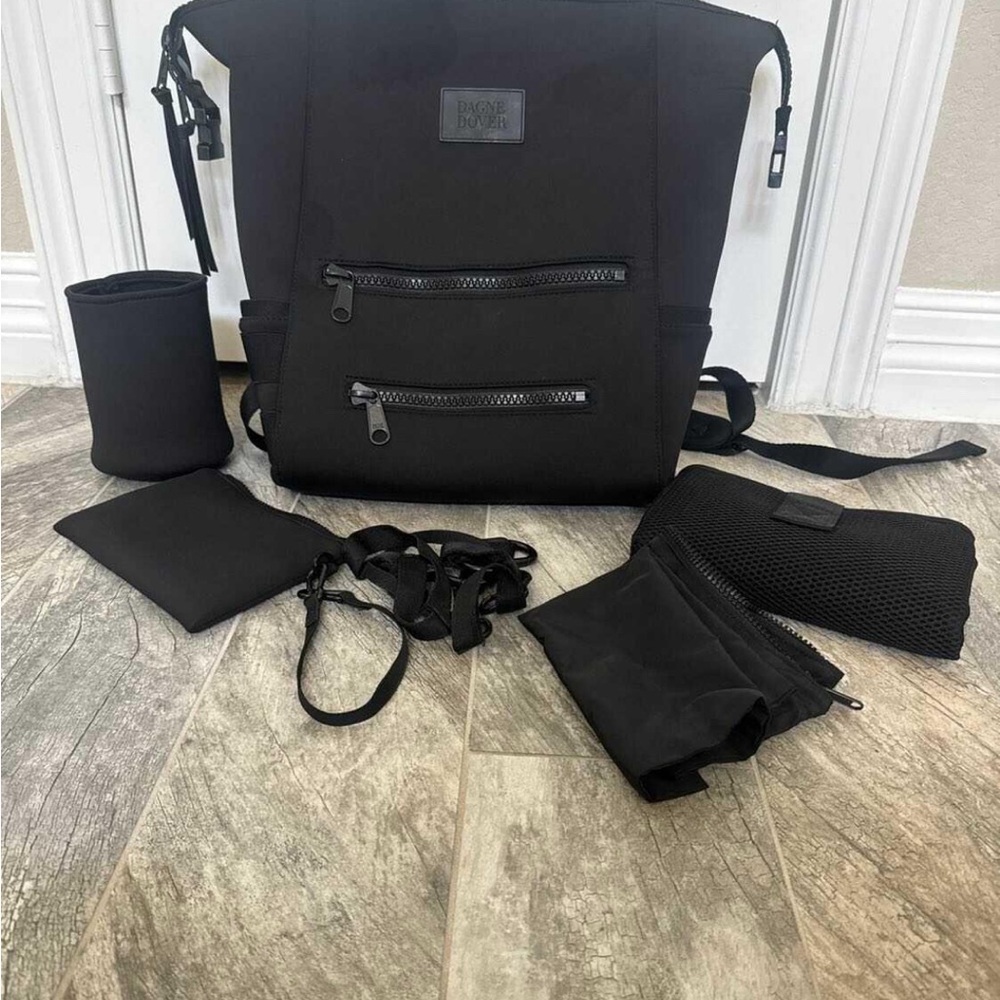 Dagne Dover Large Indie Diaper Bag with pictured accessories